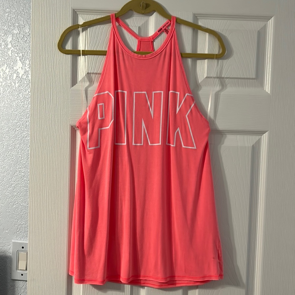 Small neon pink “Pink” tank